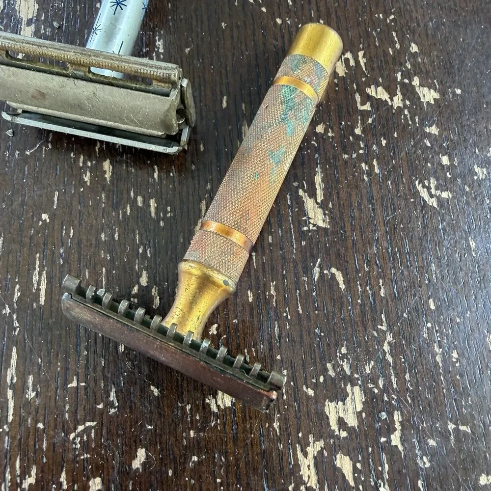 Antique Safety Shaving Razors Lot + Gillette Thin Blades